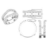 1.60 Carat (ctw) Round White Lab Grown Ladies Wedding Enhancer Double Ring 10K White Gold