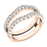1.60 Carat (ctw) Round White Lab Grown Ladies Wedding Enhancer Double Ring 18K Rose Gold