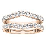 1.60 Carat (ctw) Round White Lab Grown Ladies Wedding Enhancer Double Ring 18K Rose Gold