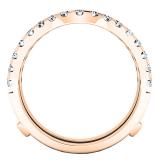 1.60 Carat (ctw) Round White Lab Grown Ladies Wedding Enhancer Double Ring 18K Rose Gold