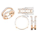 1.60 Carat (ctw) Round White Lab Grown Ladies Wedding Enhancer Double Ring 18K Rose Gold