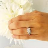 1.00 Carat (ctw) 10K White Gold Round Lab Grown White Diamond Ladies Swirl Engagement Ring Set 1 CT
