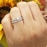 0.60 Carat (ctw) 18K White Gold Round Lab Grown Diamond Ladies Split Shank Engagement Ring Set