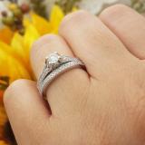 0.60 Carat (ctw) 18K White Gold Round Lab Grown Diamond Ladies Split Shank Engagement Ring Set