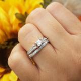 0.60 Carat (ctw) 18K White Gold Round Lab Grown Diamond Ladies Split Shank Engagement Ring Set