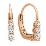 0.25 Carat (ctw) 18K Rose Gold Round Lab Grown Diamond Ladies 3 Stone Hoop Earrings 1/4 CT