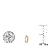 0.33 Carat (ctw) 10K Rose Gold Round Lab Grown Diamond Ladies Huggies Hoop Earrings 1/3 CT