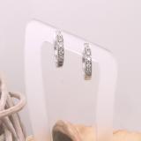 0.12 Carat (ctw) 10K White Gold Round Lab Grown White Diamond Ladies Huggie Hoop Earrings