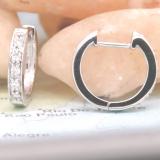 0.12 Carat (ctw) 10K White Gold Round Lab Grown White Diamond Ladies Huggie Hoop Earrings