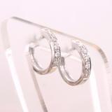 0.12 Carat (ctw) 10K White Gold Round Lab Grown White Diamond Ladies Huggie Hoop Earrings