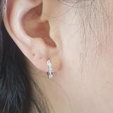0.18 Carat (ctw) 10K White Gold Small Round Lab Grown Diamond Huggie Hoop Earrings
