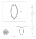0.90 Carat (ctw) 10K White Gold Round Lab Grown Diamond Ladies In and Out Hoop Earrings
