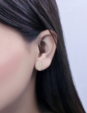 0.50 Carat (ctw) 14K Yellow Gold Round Lab Grown Diamond Ladies Halo Style Hoop Earrings 1/2 CT
