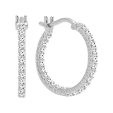 0.45 Carat (ctw) 10K White Gold Round Lab Grown White Diamond Fine In And Out Hoop Earrings 1/2 CT