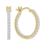 0.45 Carat (ctw) 18K Yellow Gold Round Lab Grown White Diamond Fine In And Out Hoop Earrings 1/2 CT