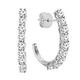 0.40 Carat (ctw) 10K White Gold Round Lab Grown White Diamonds Ladies J Shaped Hoop Earrings 1/2 CT