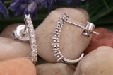 0.40 Carat (ctw) 18K White Gold Round Lab Grown White Diamonds Ladies J Shaped Hoop Earrings 1/2 CT