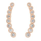0.60 Carat (ctw) 18K Rose Gold Round Lab Grown Diamond Ladies Journey Curved Climber Earrings