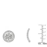 0.60 Carat (ctw) 18K White Gold Round Lab Grown Diamond Ladies Journey Curved Climber Earrings