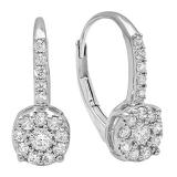 0.55 Carat (ctw) 14K White Gold Round Lab Grown White Diamond Ladies Dangling Drop Earrings 1/2 CT