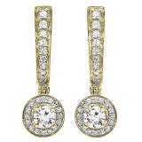 0.50 Carat (ctw) 10K Yellow Gold Round Lab Grown White Diamond Ladies Dangling Drop Earrings 1/2 CT