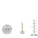 0.55 Carat (ctw) 14K Yellow Gold Round Lab Grown Diamond Ladies Cluster Halo Drop Earrings 1/2 CT