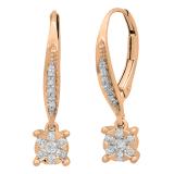 0.35 Carat (ctw) 14K Rose Gold Round Lab Grown White Diamond Ladies Cluster Style Drop Earrings