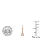 0.35 Carat (ctw) 14K Rose Gold Round Lab Grown White Diamond Ladies Cluster Style Drop Earrings