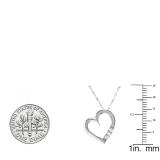0.15 Carat (ctw) 10K White Gold 3 Stone Lab Grown Diamond Heart Shape Pendant