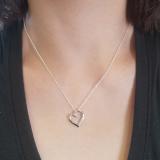 0.15 Carat (ctw) 10K White Gold 3 Stone Lab Grown Diamond Heart Shape Pendant