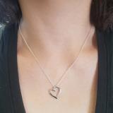 0.15 Carat (ctw) 18K White Gold 3 Stone Lab Grown Diamond Heart Shape Pendant