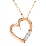 0.15 Carat (ctw) 18K Rose Gold 3 Stone Lab Grown Diamond Heart Shape Pendant