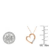 0.15 Carat (ctw) 18K Rose Gold 3 Stone Lab Grown Diamond Heart Shape Pendant