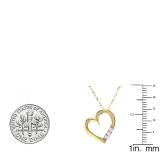 0.15 Carat (ctw) 18K Yellow Gold 3 Stone Lab Grown Diamond Heart Shape Pendant