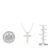 0.45 Carat (ctw) 10K Rose Gold Round Lab Grown Diamond Ladies Cross Pendant 1/2 CT