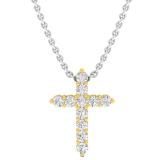 0.45 Carat (ctw) 10K Yellow Gold Round Lab Grown Diamond Ladies Cross Pendant 1/2 CT