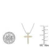 0.45 Carat (ctw) 10K Yellow Gold Round Lab Grown Diamond Ladies Cross Pendant 1/2 CT