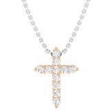 0.45 Carat (ctw) 14K Rose Gold Round Lab Grown Diamond Ladies Cross Pendant 1/2 CT
