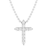 0.45 Carat (ctw) 14K White Gold Round Lab Grown Diamond Ladies Cross Pendant 1/2 CT