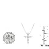 0.45 Carat (ctw) 14K White Gold Round Lab Grown Diamond Ladies Cross Pendant 1/2 CT