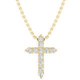 0.45 Carat (ctw) 10K Yellow Gold Round Lab Grown Diamond Ladies Cross Pendant 1/2 CT