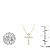 0.45 Carat (ctw) 10K Yellow Gold Round Lab Grown Diamond Ladies Cross Pendant 1/2 CT