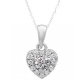 0.25 Carat (ctw) 10K White Gold Round Lab Grown Diamond Ladies Heart Pendant 1/4 CT