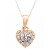 0.25 Carat (ctw) 14K Rose Gold Round Lab Grown Diamond Ladies Heart Pendant 1/4 CT