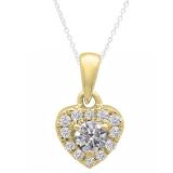 0.25 Carat (ctw) 14K Yellow Gold Round Lab Grown Diamond Ladies Heart Pendant 1/4 CT