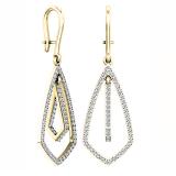 0.30 Carat (ctw) 10K Yellow Gold Round Lab Grown Diamond Ladies Kite Shape Dangling Earrings 1/3 CT