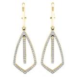 0.30 Carat (ctw) 10K Yellow Gold Round Lab Grown Diamond Ladies Kite Shape Dangling Earrings 1/3 CT