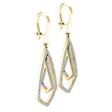 0.30 Carat (ctw) 10K Yellow Gold Round Lab Grown Diamond Ladies Kite Shape Dangling Earrings 1/3 CT
