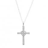 0.20 Carat (ctw) 10K White Gold Round Lab Grown White Diamond Ladies Cross Pendant 1/5 CT