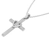 0.20 Carat (ctw) 14K White Gold Round Lab Grown White Diamond Ladies Cross Pendant 1/5 CT